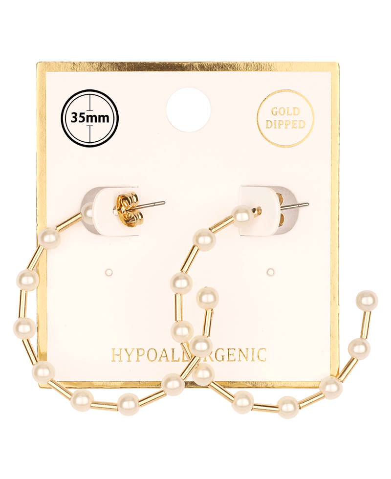 Pearl 35mm Hoop Earring