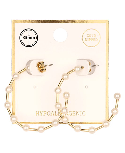 Pearl 35mm Hoop Earring