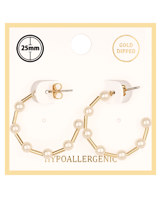Pearl 25mm Hoop Earring