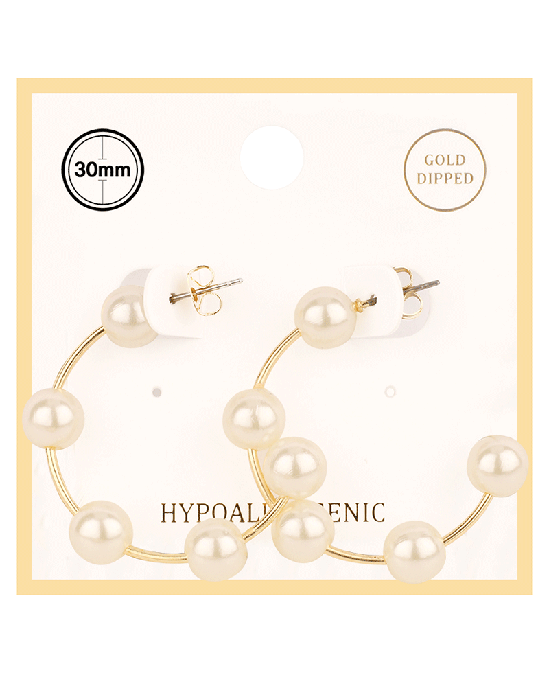 Pearl 30mm Hoop Earring