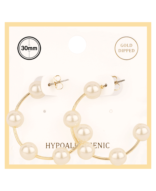 Pearl 30mm Hoop Earring