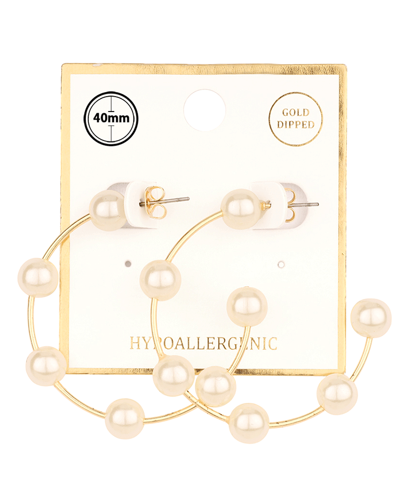 Pearl 40mm Hoop Earring