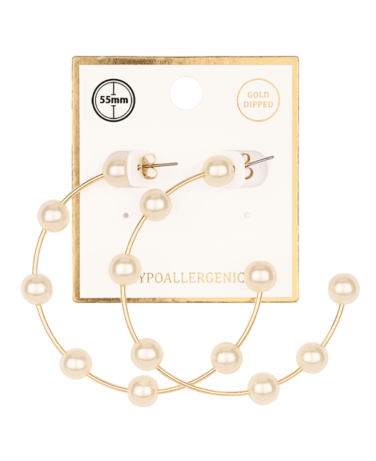 Pearl 55mm Hoop Earring