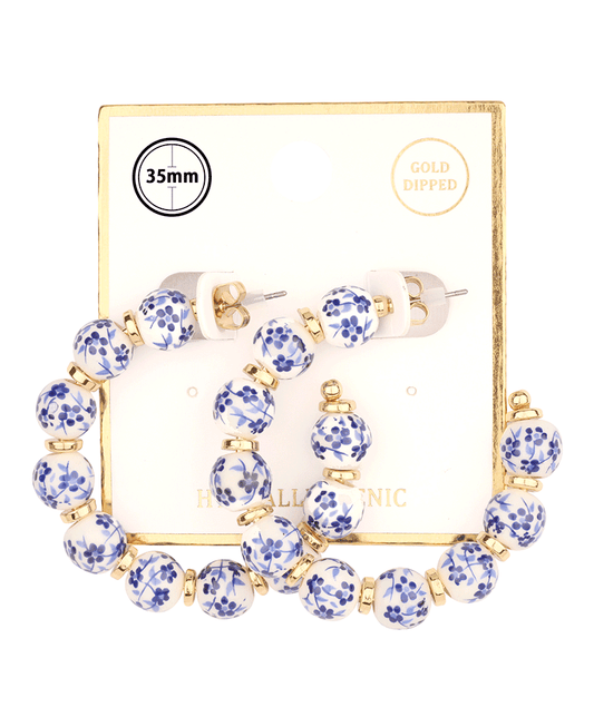 Ceramic 35mm Hoop Earring