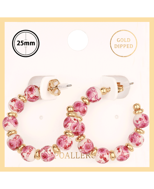 Ceramic 25mm Hoop Earring