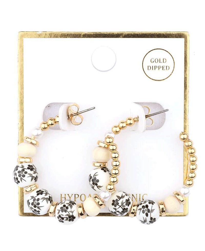 CCB & Ceramic 35mm Hoop Earring