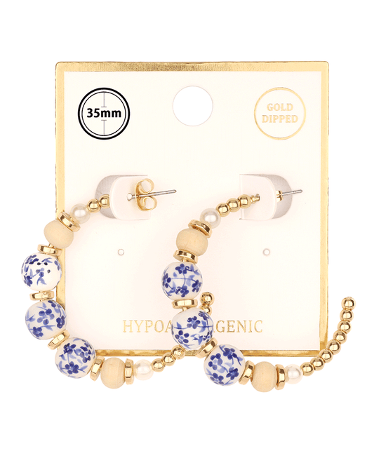 CCB & Ceramic 35mm Hoop Earring