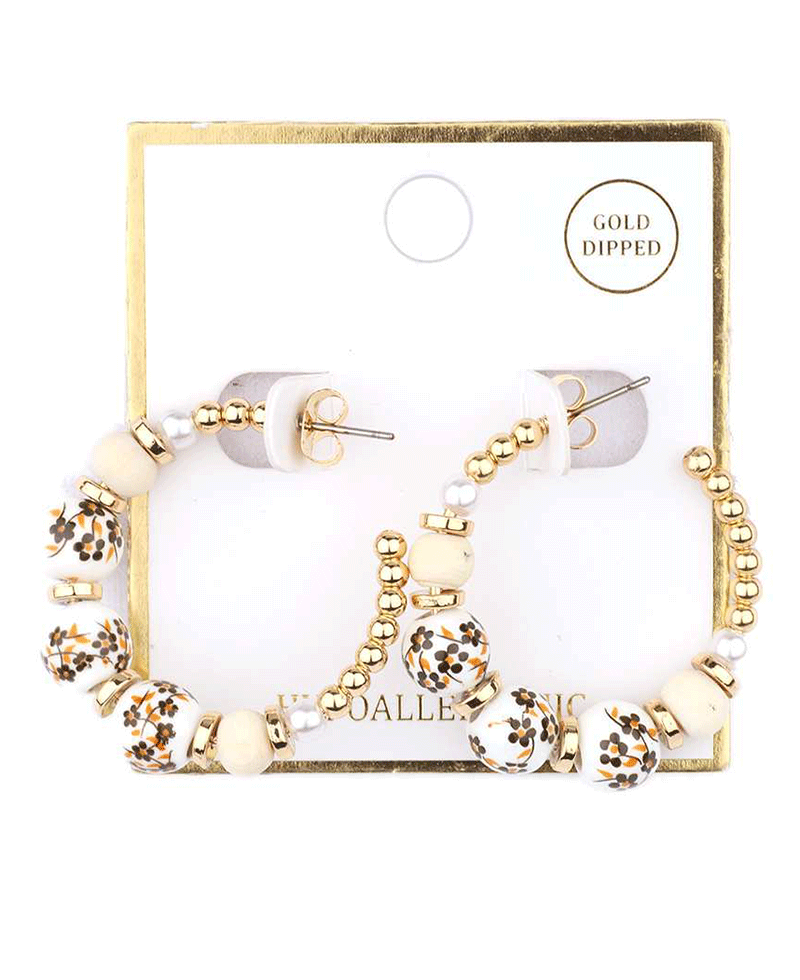 CCB & Ceramic 35mm Hoop Earring