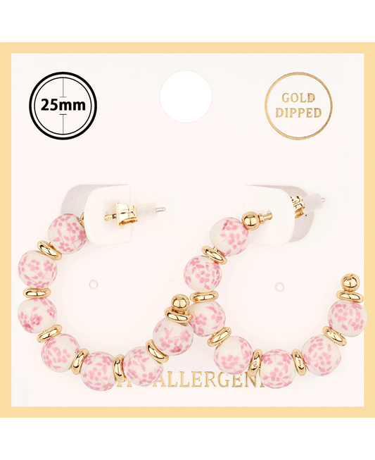 Ceramic 25mm Hoop Earring