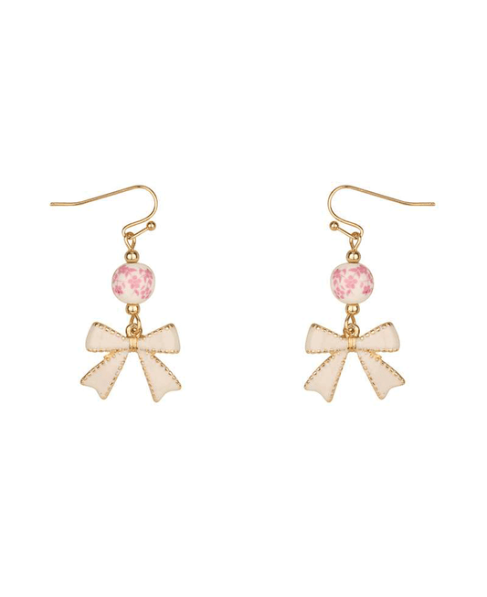 Metal Ceramic Bow Earring