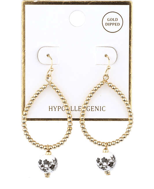 CCB Teardrop w/ Ceramic Ball Earring