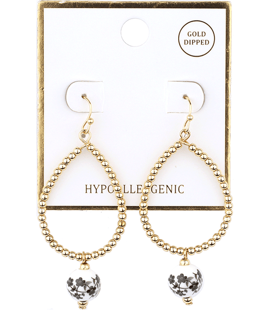 CCB Teardrop w/ Ceramic Ball Earring