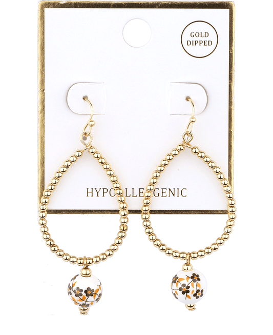 CCB Teardrop w/ Ceramic Ball Earring