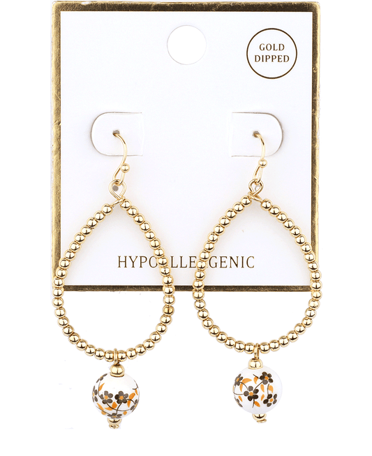 CCB Teardrop w/ Ceramic Ball Earring