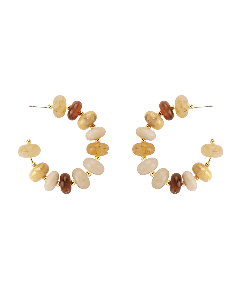 Marble Bead 45mm Hoop Earring