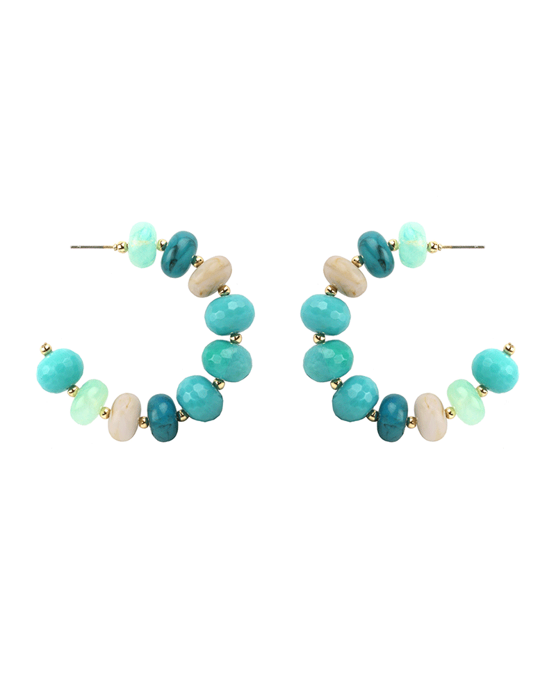 Marble Bead 45mm Hoop Earring
