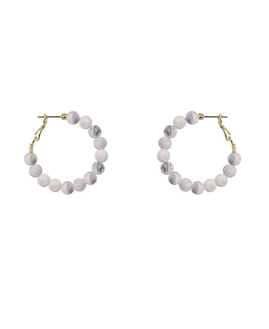 Marble Bead 30mm Hoop Earring