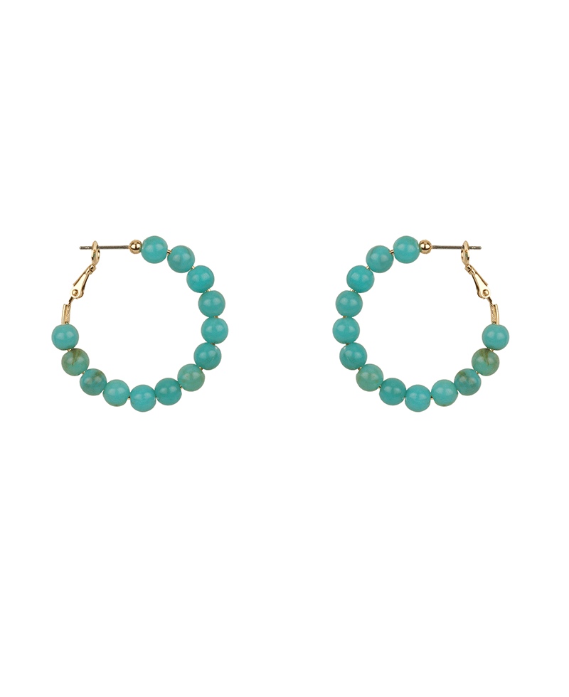 Marble Bead 30mm Hoop Earring