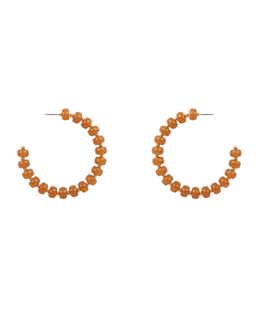 Marble Bead 50mm Hoop Earring