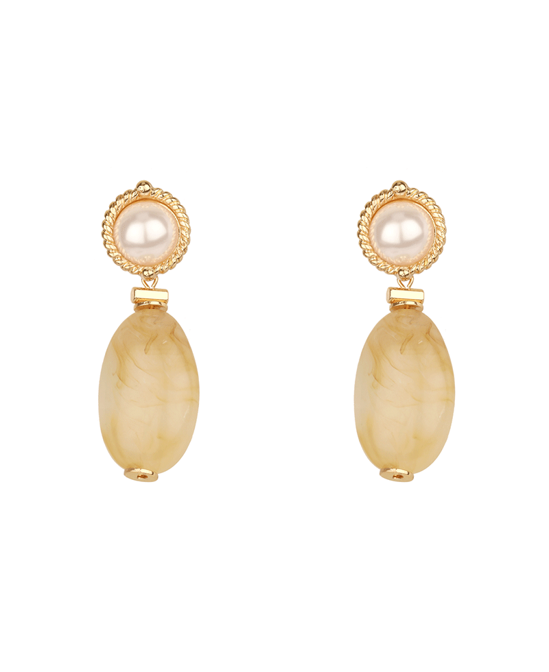 Pearl & Marble Post Earring