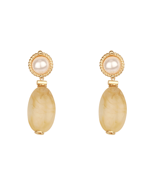 Pearl & Marble Post Earring