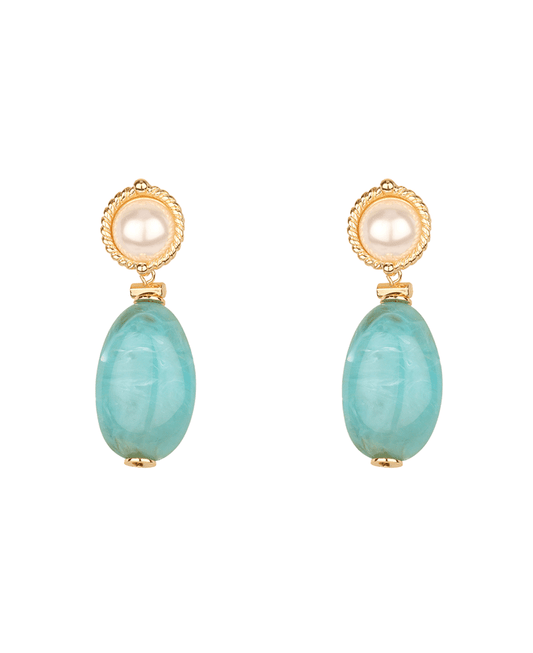 Pearl & Marble Post Earring