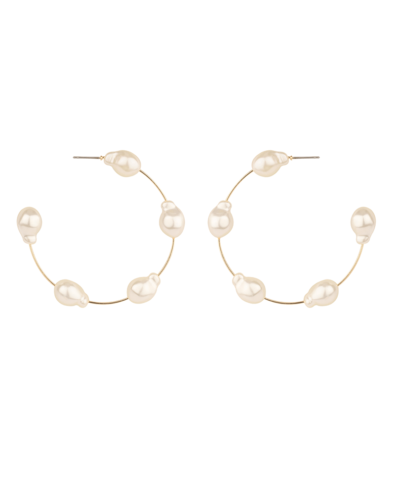 55mm Pearl Hoop Earring