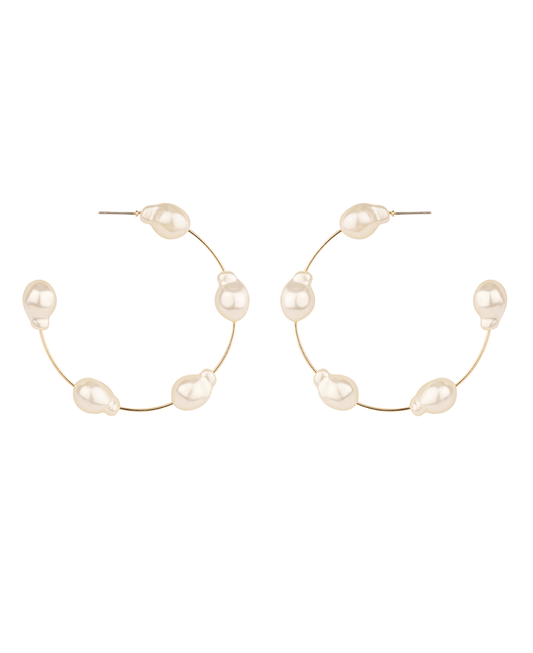 55mm Pearl Hoop Earring