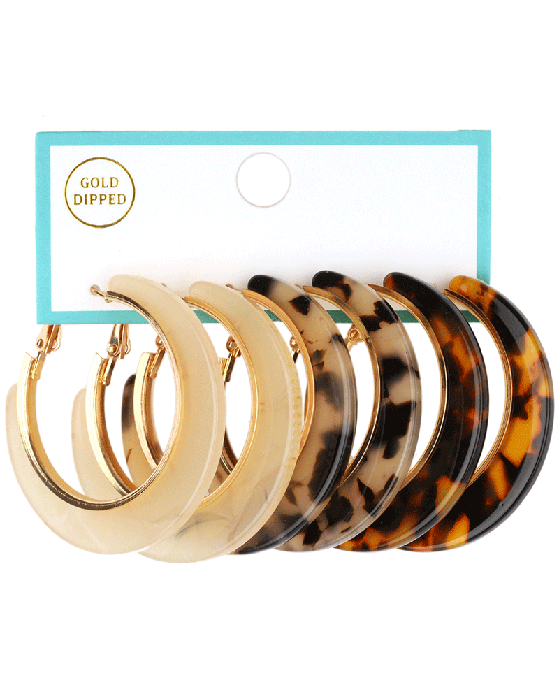 Acetate 3 Pair Hoop Earring
