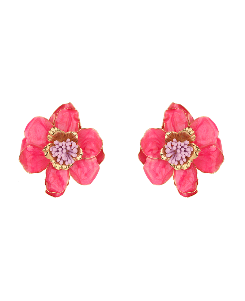 Metal Epoxy Flower Post Earring
