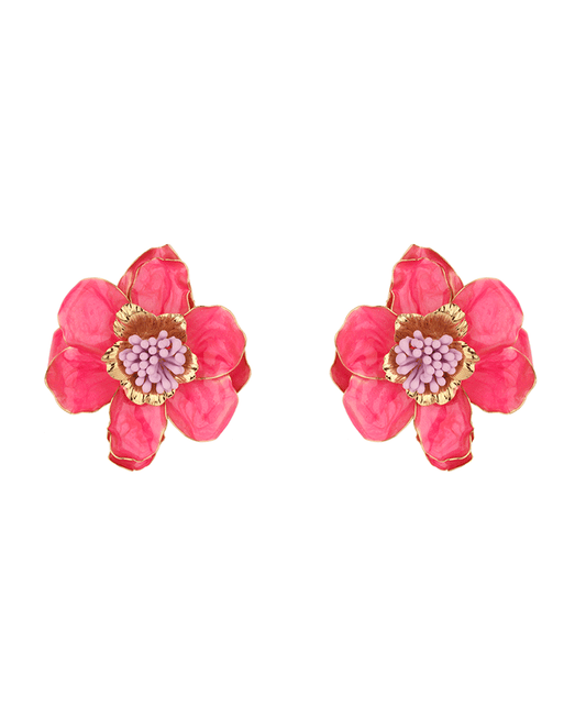 Metal Epoxy Flower Post Earring