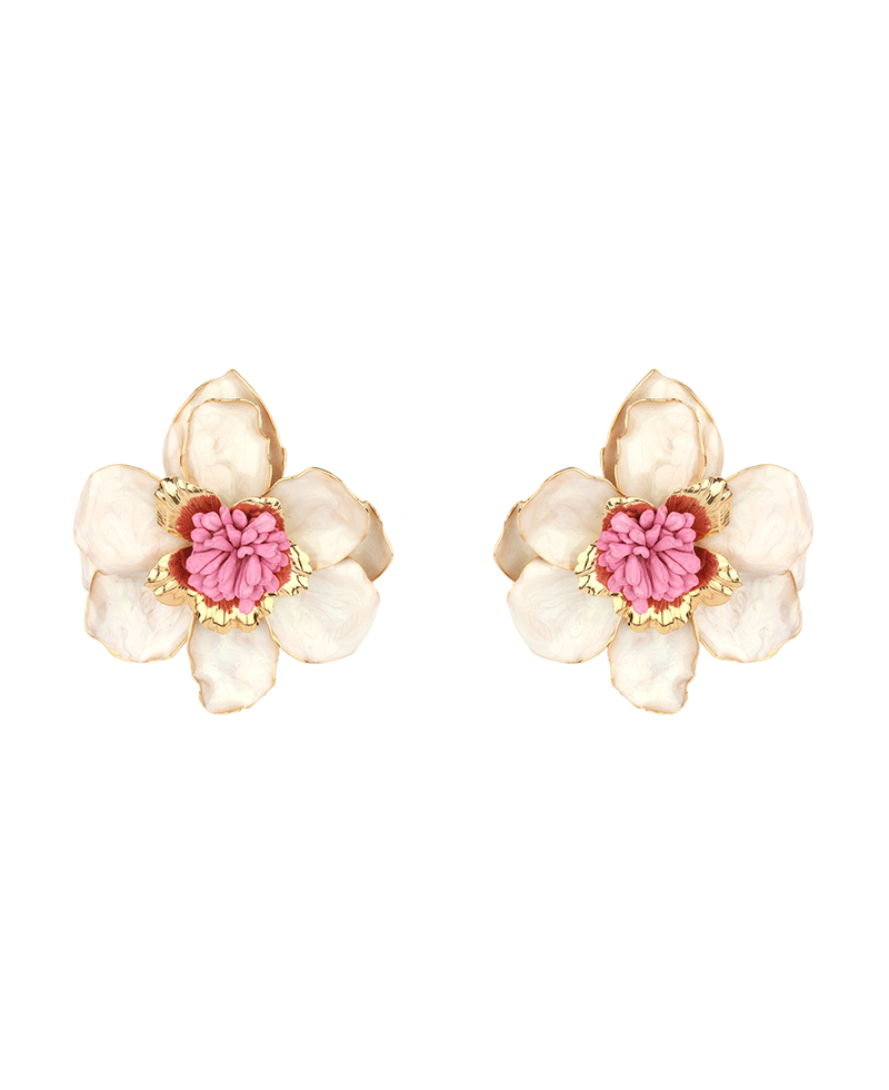 Metal Epoxy Flower Post Earring