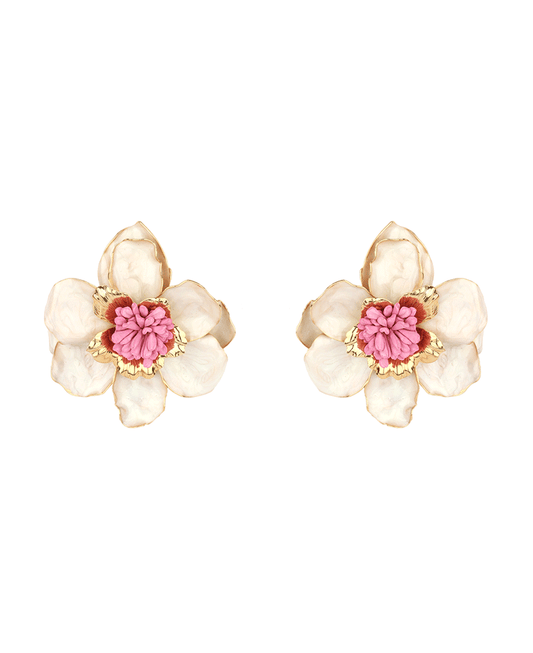 Metal Epoxy Flower Post Earring