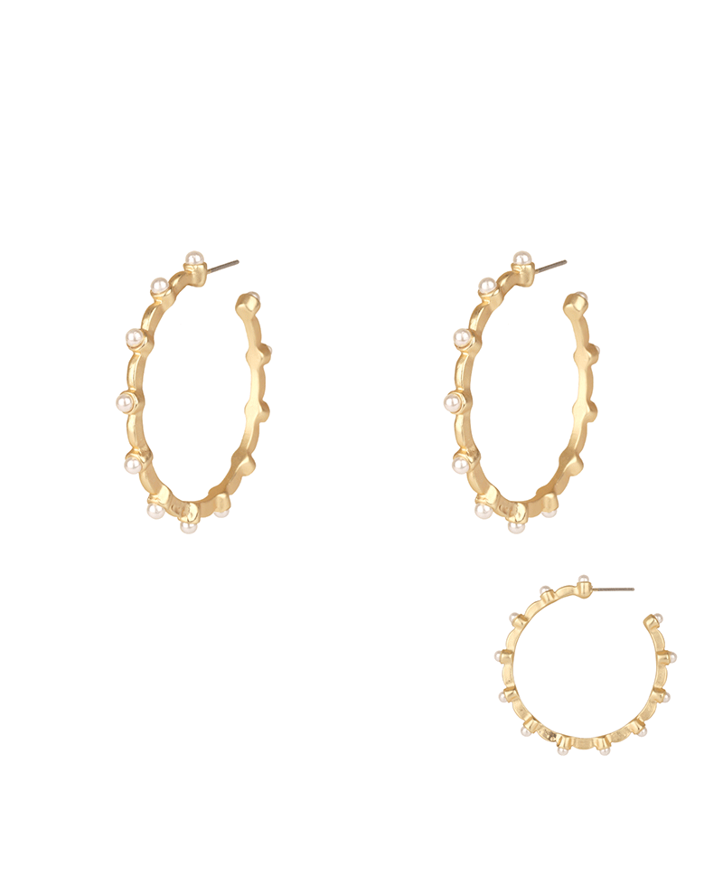 Metal w/ Pearl 45mm Hoop Earring
