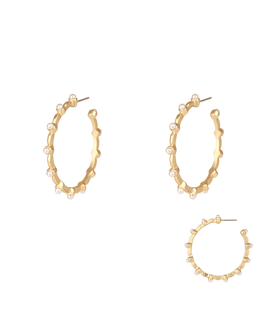 Metal w/ Pearl 45mm Hoop Earring