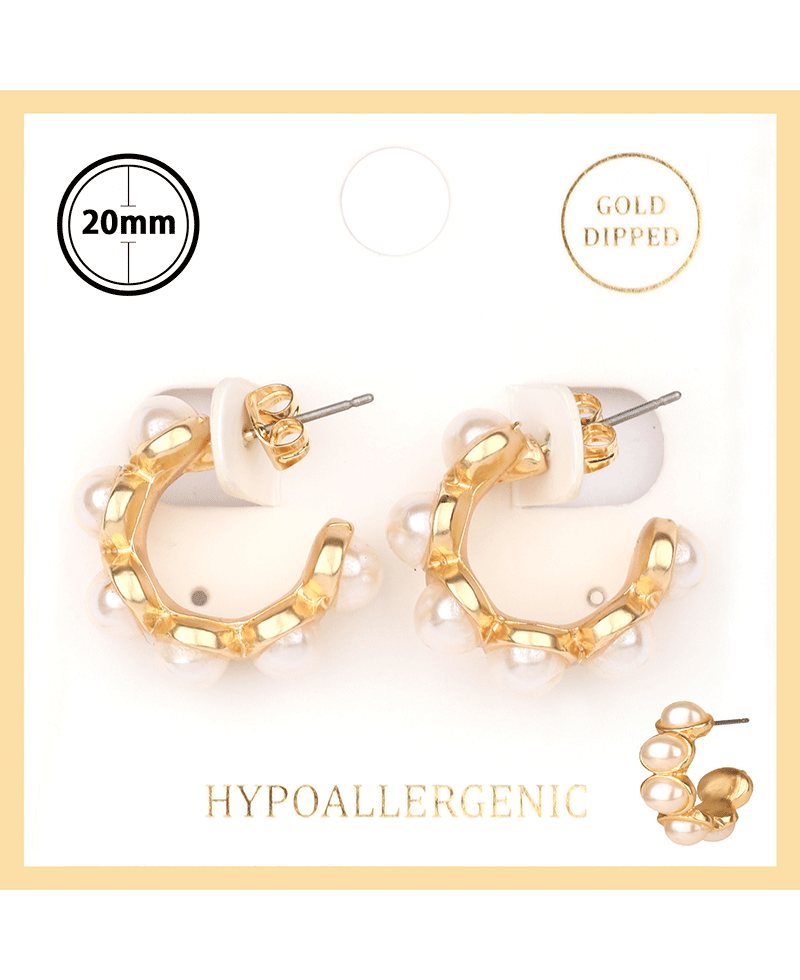 Metal w/ Pearl 20mm Hoop Earring
