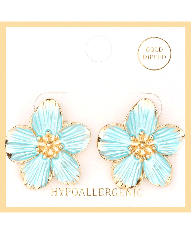 Metal Color Coating Flower Post Earring