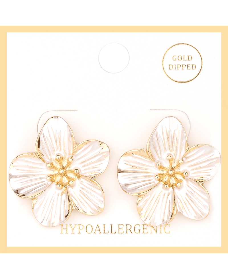 Metal Color Coating Flower Post Earring