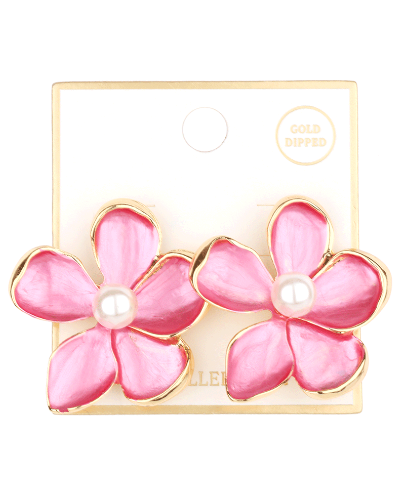 Metal w/ Pearl Color Coating Flower Post Earring