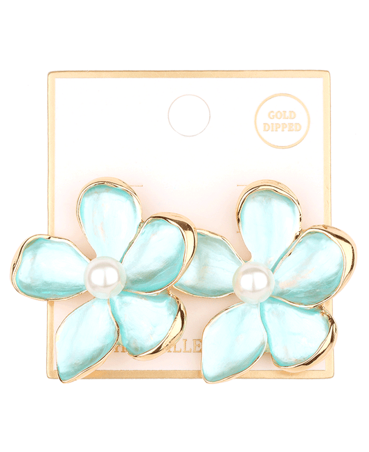 Metal w/ Pearl Color Coating Flower Post Earring