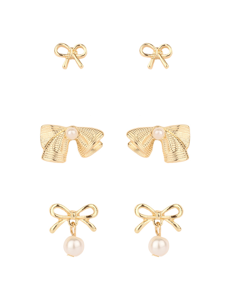 Bow 3 Pair Earring