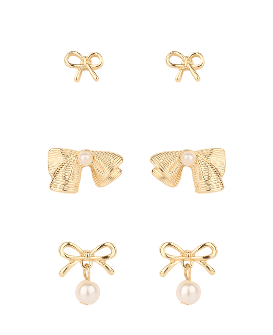 Bow 3 Pair Earring