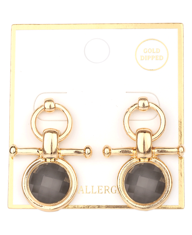 Metal Epoxy Stone Post Earring