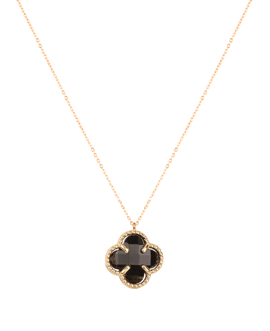 Glass Bead Clover Necklace - 18"