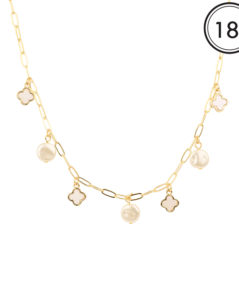 Mop & Clover Charm Short Necklace