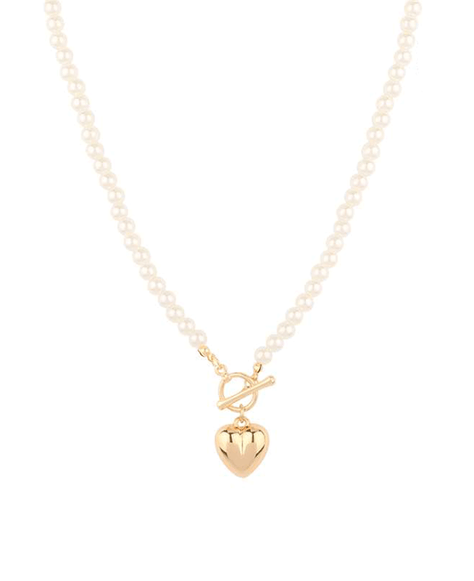 6mm CCB Ball w/ 17mm Heart Toggle Short Necklace