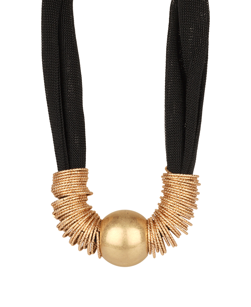 Fabric w/ CCB & Rings Short Necklace