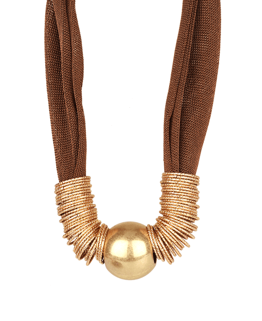 Fabric w/ CCB & Rings Short Necklace