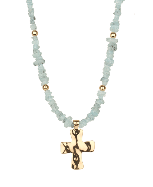 Cross Multi Bead Short Necklace - 18"