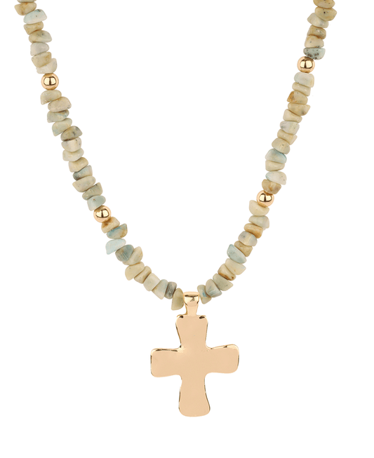 Cross Multi Bead Short Necklace - 18"